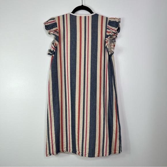 THML Linen Blend Sleeveless Floral Embroidered Boho Babydoll Dress Womens XS - Picture 2 of 10